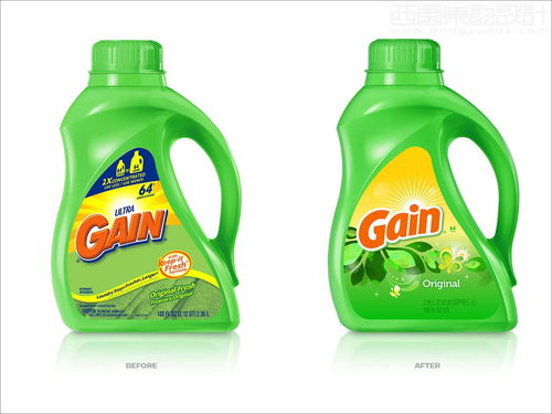 美国Gain洗衣液与洗衣凝珠包装设计解析 日化用品的视觉魅力